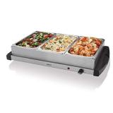 Oster Buffet Server Warming Tray | Triple Tray, 2.5 Quart, Stainless Steel