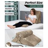 Lunix LX6 3pcs Orthopedic Bed Wedge Pillow Set, Post Surgery Memory Foam for Back,Leg and Knee Pain Relief. Sitting Pillow for Reading, Adjustable Pillows for Acid Reflux and GERD for Sleeping Brown