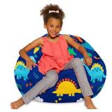 Posh Creations Bean Bag Chair for Kids, Teens, and Adults Includes Removable and Machine Washable Cover, 38in - Large, Canvas Dinos on Blue