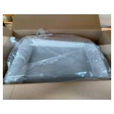 Furhaven Memory Foam Pet Bed for Dogs and Cats - Sofa-Style Faux Fur and Velvet Couch Dog Bed with Removable Washable Cover, Smoke Gray, Small