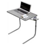 Table Mate II Folding Tables - Portable TV Tray Table for Eating & Work with Cup Holder - Silver