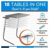 Table Mate II Folding Tables - Portable TV Tray Table for Eating & Work with Cup Holder - Silver
