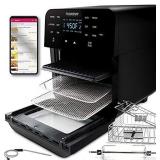 NuWave Brio 15.5-Quart Large Capacity Smart Air Fryer + Grill; Probe; 2 Stainless Steel Racks; Drip Tray; Rotisserie Kit; Sear, Stage, Preheat, Rotisserie