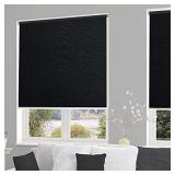 ALLBRIGHT Blackout Window Roller Shades, Striped Jacquard Thermal Insulated and UV Protection Black Blackout Blinds, Easy Installation for Home and Office (23 x 72 inches, Simplicity Black)