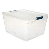 Rubbermaid Cleverstore Clear 71 Quart, Stackable Plastic Containers with Durable Latching Lids, Visible Organization, Great for Holiday Decorations and Christmas Storage, 4-Pack
