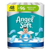 Angel Soft Toilet Paper with Fresh Linen Scent, 48 Double Rolls= 96 Regular Rolls, 200+ 2-Ply Sheets Per Roll