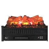 TURBRO Eternal Flame EF23-LG Electric Fireplace Logs, 23" Remote Control Fireplace Insert Log Heater, Realistic Lemonwood Ember Bed, Thermostat, Timer, 1400W Black