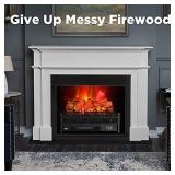 TURBRO Eternal Flame EF23-LG Electric Fireplace Logs, 23" Remote Control Fireplace Insert Log Heater, Realistic Lemonwood Ember Bed, Thermostat, Timer, 1400W Black