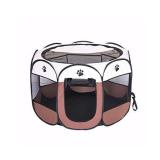 BODISEINT Portable Pet Playpen, Dog Playpen Foldable Pet Exercise Pen Tents Dog Kennel House Playground for Puppy Dog Yorkie Cat Bunny Indoor Outdoor Travel Camping Use (Medium, Coffee - Beige)