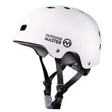 OutdoorMaster Skateboard Cycling Helmet - Two Removable Liners Ventilation Multi-Sport Scooter Roller Skate Inline Skating Rollerblading for Kids, Youth & Adults - M - White