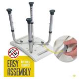 Shower Chair - with Back Scrubber & Additional Sponge - Tool Free Shower Chair for Elderly - with 8 Adjustable Heights - Portable Anti Slip Bath Chair for Elderly