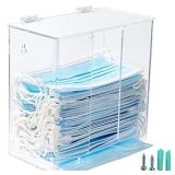 SEANADO Face Mask Dispenser Box Acrylic Glove Holder Hygiene Station with Lid for Disposable Emesis Bag, Shoe Cover and Hairnetï¼Wall Mount Holes or Tabletop Holder