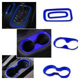 28 PCS Full Set Interior Decoration Trim Kit Fit for 2011-2018 Jeep Wrangler JK JKU - Door Handle & Cup Cover, Steering Wheel & Center Console Trim, Gear Frame, Air Outlet & AC Ring Cover (Blue)