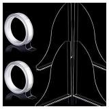 2 Sets Acrylic Bath Tub Splash Guards, Bathtub Shower Splash Guard, Tub Corner Guard, 8.7 x 7.3 Inch, with 2 Pieces 1 Meter Acrylic Adhesive Tape (Transparent)