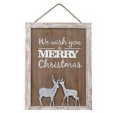 Valery Madelyn 16x12 inch Merry Christmas Wood Signs,Household Rustic Wooden Plaques,Decorative Hanging Wooden Sign Wall&Door Decor Art for Holiday Decoration