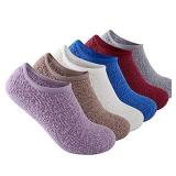 Beauttable 6 Pack Women Colorful Indoors Soft Anti-Slip Winter Fluffy Fuzzy Slipper Socks(Solid Color D 6-Pairs)