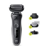 Braun Electric Razor for Men Foil Shaver with Precision Beard Trimmer, Body Groomer, Rechargeable, Wet & Dry with EasyClean & Charging Stand, Black, 6 Piece Set