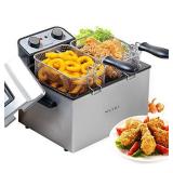 Secura Electric Deep Fryer 1800W-Watt Large 4.0L/4.2Qt Professional Grade Stainless Steel with Triple Basket and Timer