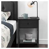 VECELO Versatile Nightstands X-Design Side End Table Night Stand Storage Shelf with Bin Drawer for Living Room Bedroom,Black