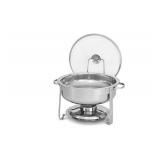 Artisan Stainless Steel Round Buffet Chafer with Glass Lid, 4-Quart Capacity