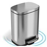 iTouchless SoftStep 1.32 Gallon Small Bathroom Stainless Steel Step Trash Can, 5 Liter Pedal Bin, Removable Inner Bucket, Soft and Silent Open and Close