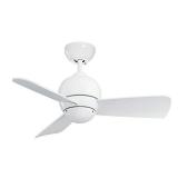 kathy ireland HOME Tilo Modern Ceiling Fan, 30 Inch | Dual Mount Low Profile Hugger with 3 Blades | Damp Rated Fixture for Indoor/Outdoor | Light Kit Adaptable, Appliance White