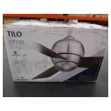 kathy ireland HOME Tilo Modern Ceiling Fan, 30 Inch | Dual Mount Low Profile Hugger with 3 Blades | Damp Rated Fixture for Indoor/Outdoor | Light Kit Adaptable, Appliance White