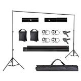 AW Backdrop Stand Kit 7 x 10ft Adjustable Background Support System Stand Kit 2 Spring & 4 Clips Carry Bag for Studio Photo Live Stream Party Event