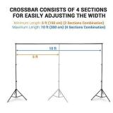 AW Backdrop Stand Kit 7 x 10ft Adjustable Background Support System Stand Kit 2 Spring & 4 Clips Carry Bag for Studio Photo Live Stream Party Event