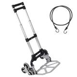 Stair Climbing Cart with TPR Wheels, 2 Climbing Ropes Heavy Duty,Aluminum Alloy Portable Climbing Cart 6 TPR Wheels All Terrain Stair Climbing Hand Truck