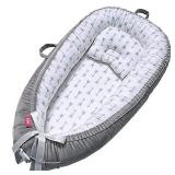 EIH Baby Nest,Baby Lounger Co-Sleeping Baby Bassinet for Bed Newborn Lounger 100% Soft Cotton Breathable and Portable Crib with Pillow Perfect for Traveling and Napping (Arrow)