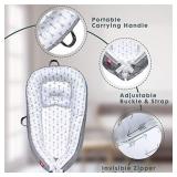 EIH Baby Nest,Baby Lounger Co-Sleeping Baby Bassinet for Bed Newborn Lounger 100% Soft Cotton Breathable and Portable Crib with Pillow Perfect for Traveling and Napping (Arrow)