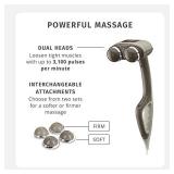 HoMedics Percussion Action Massager with Heat | Adjustable Intensity , Dual Pivoting Heads | 2 Sets Interchangeable Nodes , Heated Muscle Kneading for Back , Shoulders , Feet , Legs , & Neck