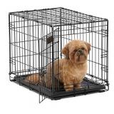 MidWest I Crate 1524 -24 Inch Folding Metal Dog Crate w/ Divider Panel, Small Dog Breed, Black