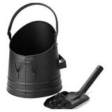 Mind Reader MASH-BLK Large Fire Place Ash Bucket, Pellet Bucket with Shovel, Black,Small