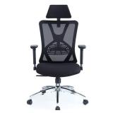 Ticova Ergonomic Office Chair - High Back Desk Chair with Adjustable Lumbar Support, Headrest & 3D Metal Armrest - 130Â° Rocking Mesh Computer Chair