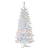 National Tree Company Pre-Lit Artificial Christmas Tree, White Tinsel, White Lights, Includes Stand, 4 feet