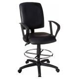 Boss Office Products Multi-Function LeatherPlus Drafting Stool with Loop Arms in Black
