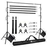 HPUSN Adjustable Backdrop Stand Kit 10ft: Photo Video Studio for Wedding Party Stage Decoration, Background Support System Kit for Photography Studio with Clamp, Sand Bag, Carry Bag