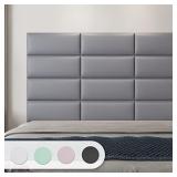 Art3d Peel and Stick Headboard for Full and Queen in Grey, Pack of 9 Panels Sized 9.84" x 23.62", 3D Soundproof Wall Panels, Upholstered Wall Panel