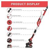 YATTICH Drywall Sander, 750W Electric Sander with 12 Pcs Sanding discs, 7 Variable Speed 800-1750 RPM Wall Sander with Extendable Handle, LED Light, Long Dust Hose, Storage Bag and Work Glove, YT-916