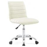 Modway Ripple Ribbed Armless Mid Back Swivel Conference Office Chair In White - INCOMPLETE