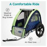 Instep Bike Trailer for Kids, Single and Double Seat, Single Seat, Green/Grey