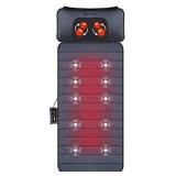 Comfier Massage Mat, Full Body Heating Massage Pad with Movable Shiatsu Neck Massage Pillow, 10 Vibrating Motors & 4 Heating Pad, Neck,Shoulder Back Massager