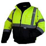 PYRAMEX RJ3210XL RJ32 Series Jackets Hi-Vis Lime Bomber Jacket with Quilted Lining- Size Extra Large