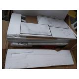 VECELO Modern X-Design Night Stand, Versatile Nightstands, End Drawer Storage Shelf Side Table, Black, Marble Wht