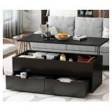 FUFU&GAGA Lift Top Coffee Table with Storage in Black
