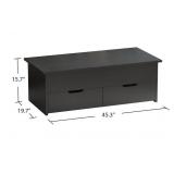 FUFU&GAGA Lift Top Coffee Table with Storage in Black