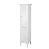 Elegant Home Fashions Sicily Linen Tower with 2 Shutter Doors, White