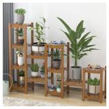 FUFU&GAGA Plant stand 47.2-in H x 63-in W Brown Indoor or Outdoor Novelty Wood Plant Stand